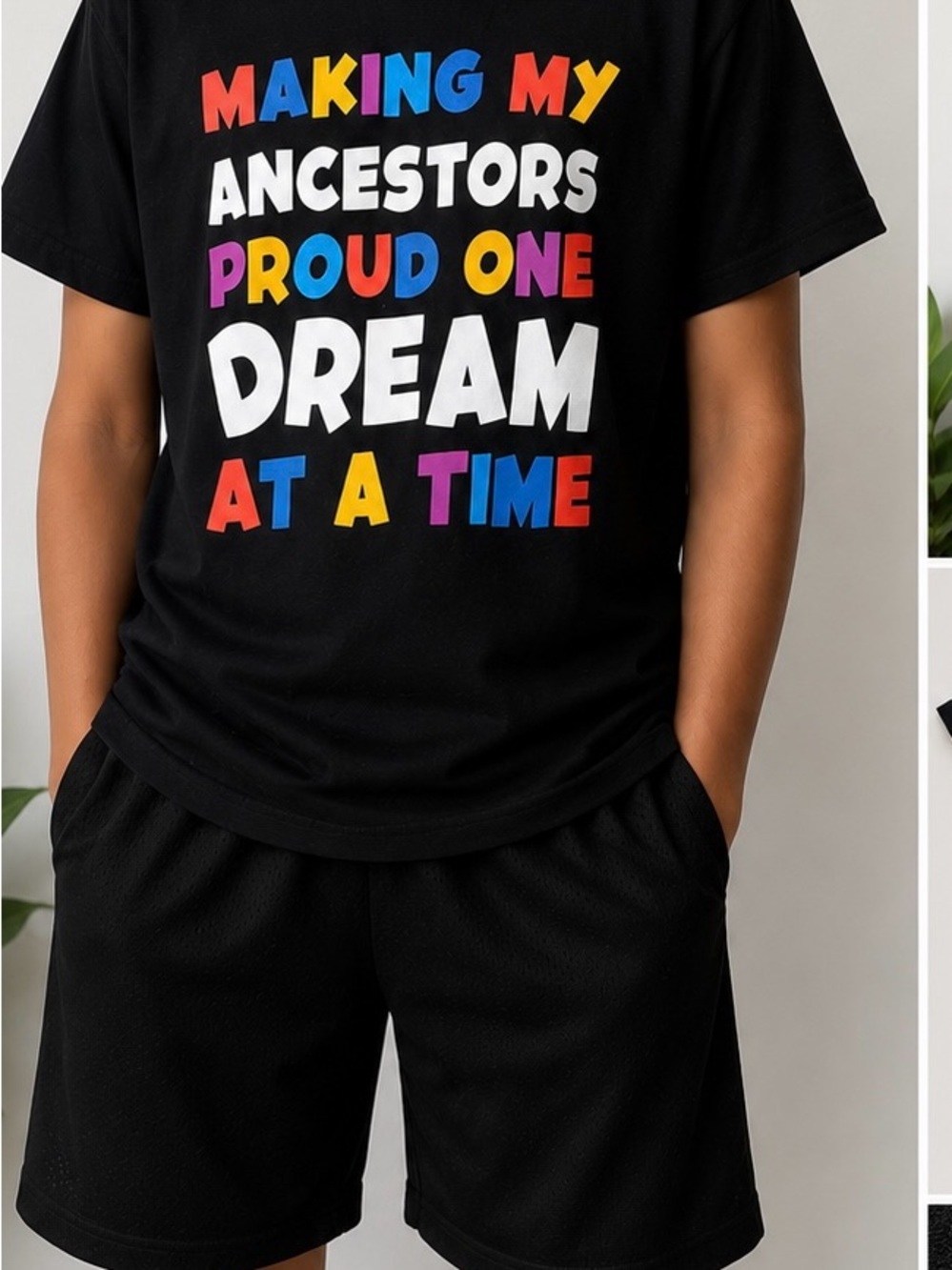 Hope & Wonder Kids XL 18/20 Black Graphic Tee “Making My Ancestors Proud” Unisex